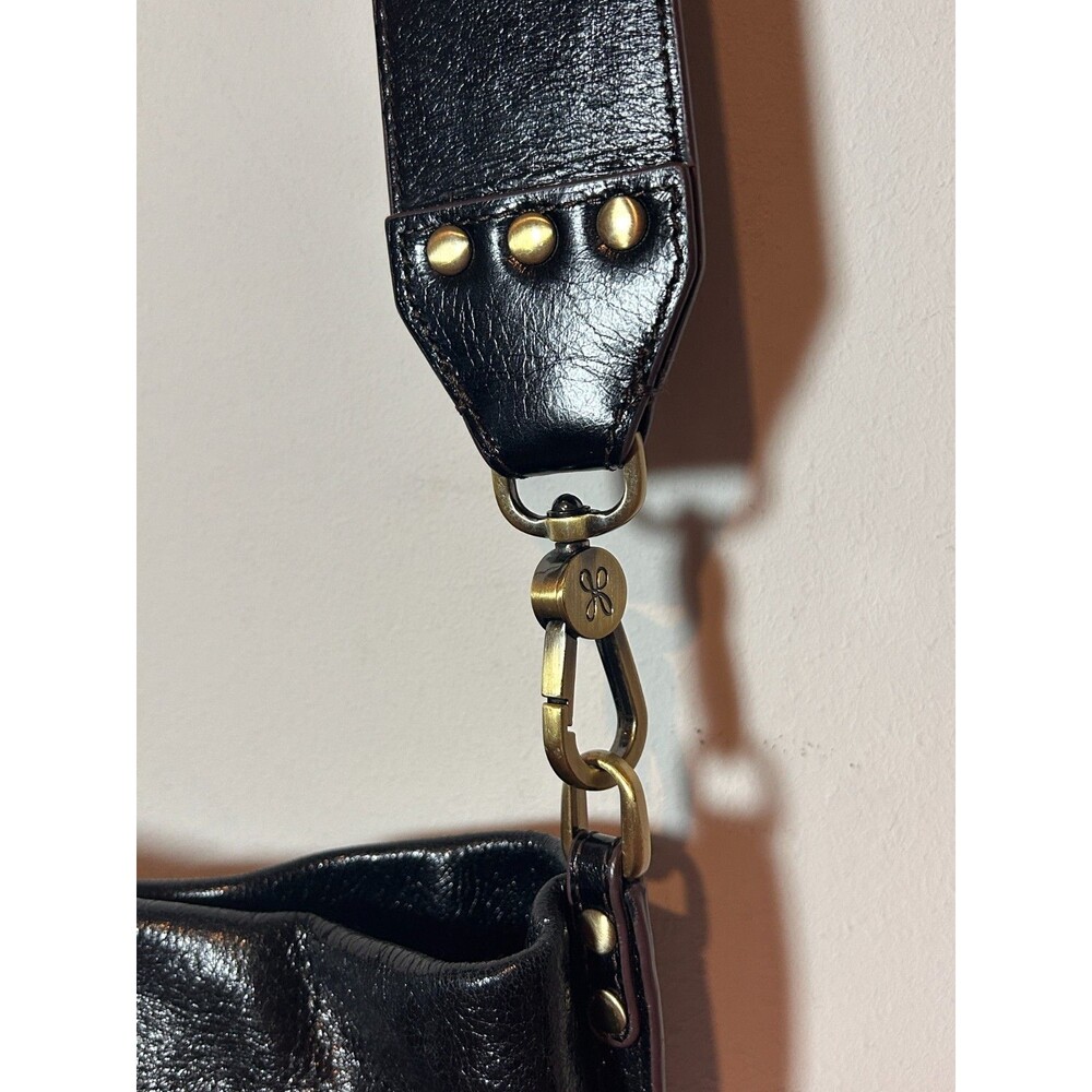 HOBO International Black Polished Leather Bucket Bag Purse Handbag - Picture 7 of 16